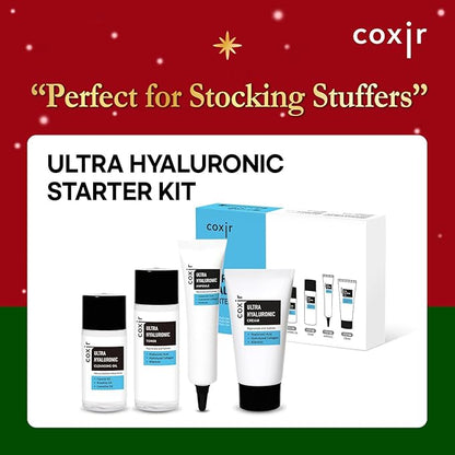 [Christmas Gift] coxir Ultra Hyaluronic Holiday Gift Set – Cleansing Oil + Toner + Ampoule + Cream |Mini Skincare Kit, Travel-Size Korean Skincare Set, Hydrating Routine | Christmas Mini Gift