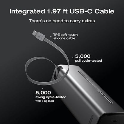 EF ECOFLOW Rapid Pro Power Bank (27650mAh, 300W Max Output, 140W Built-in Cable), 4-Port Portable Charger, TSA-Approved, Up to 320W Recharge, Compatible with MacBook, iPhone 17/16/15, Galaxy, Laptop