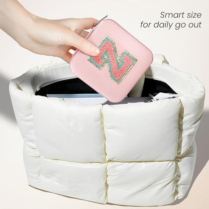 SANDJEST Personalized Jewelry Box, Pink Travel Jewelry Box with Initial Z, Small Monogrammed Jewelry Case Organizer for Girls Women Teen Kids, Mini Travel Essentials Gifts for Birthday Christmas