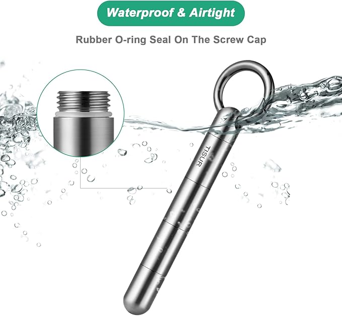 TISUR Large Keychain Pill Holder, Titanium Pill Case Waterproof Pill Fob for Travel Purse Pocket,Pill Organize