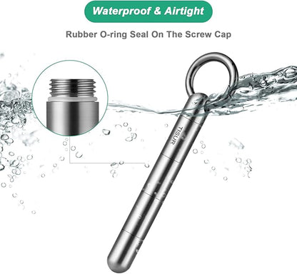 TISUR Large Keychain Pill Holder, Titanium Pill Case Waterproof Pill Fob for Travel Purse Pocket,Pill Organize