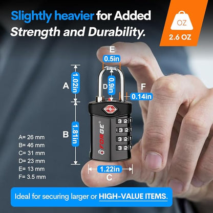 Forge 20 PK Forge 4-Digit Combination Lock, TSA Approved Locks for Luggage, Travel, Gym, School, Suitcase, Backpack, Pelican case, Easy Read dials, zinc Alloy Body.