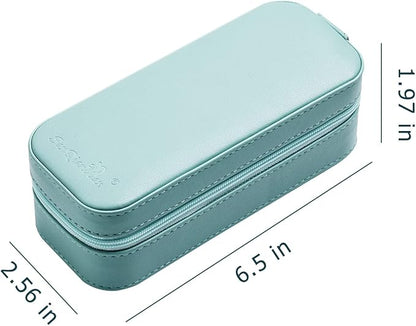 BONNY DODO Small Travel Jewelry Organizers Box for women with PU Leather Portable Mini Jewelry Case with compartments for Necklace Rings Earrings,Luxury Giftable boxes. (Lake Blue, S)