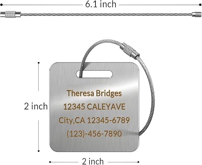 5 Pack Custom Engraved Luggage Tags, 2 x 2 inches Waterproof Personalized Luggage Tags, Aluminum Personalized Bag Tags for Suitcases/Backpack/Luggage Accessories [Rose Gold]