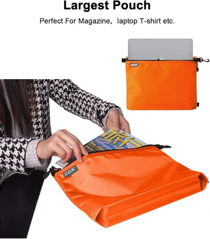 GOX 3 Pack Travel Toiletry Bag for Men Carry On Packing Organizer Zipper Pouch Portable Cosmetic Pouch Accessory Document Electronics (Orange)