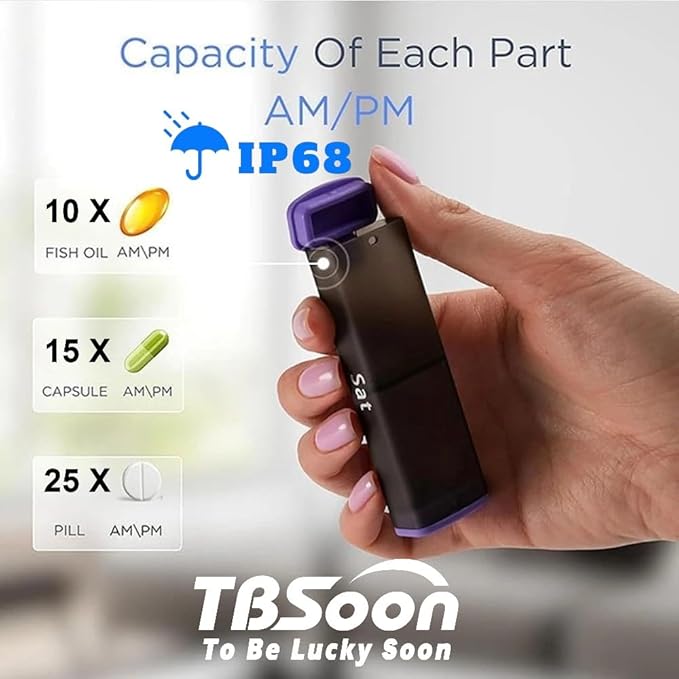 7 Day Medicine Pill Organizer, 14 Large Compartments (Each Day Can Take Apart Use Alone),Moisture-Proof,Dust-Proof, Travel Weekly/Daily Pill Box/Organizer/Case/Container/Dispenser, AM/PM 2 Times a Day