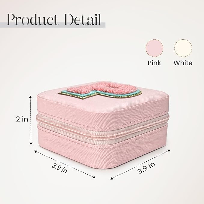 SANDJEST Personalized Jewelry Box, Pink Travel Jewelry Box with Initial P, Small Monogrammed Jewelry Case Organizer for Girls Women Teen Kids, Mini Travel Essentials Gifts for Birthday Christmas