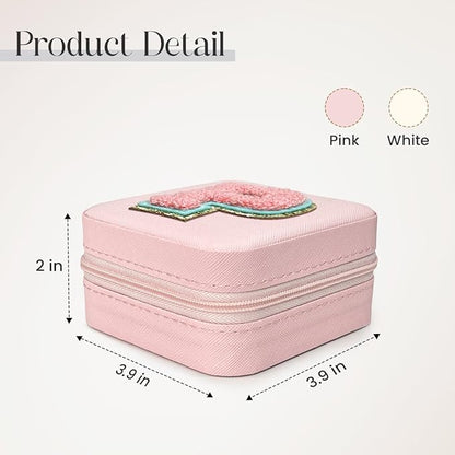 SANDJEST Personalized Jewelry Box, Pink Travel Jewelry Box with Initial P, Small Monogrammed Jewelry Case Organizer for Girls Women Teen Kids, Mini Travel Essentials Gifts for Birthday Christmas