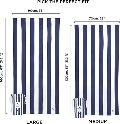 Dock & Bay Beach Towel - Quick Dry, Sand Free - Compact, Lightweight - 100% Recycled - Includes Bag - Cabana - Whitsunday Blue, Medium (130x70cm, 51x27)