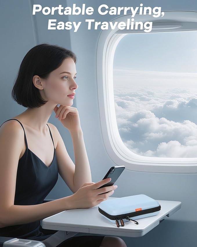 Shockproof Hard Shell Carrying Case - Light-Blue Case for External Hard Drive, Power Bank, Charger, Cable, Cell Phone, Electronic Accessories - Larger Capacity Storage Pouch Portable Travel Bag