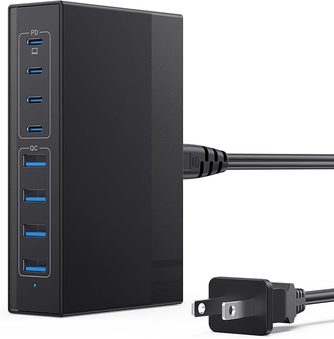 USB C Charger Block 200W[2025 Upgraded] GaN III 6 Port Fast Charging Station Hub,PD 65W USB C Laptop Charger Compatible with MacBook Pro/Air,iPad,iPhone 16/15,Galaxy S23/S24 Steam Deck Dell XPS etc