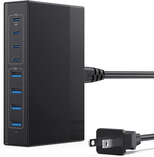 USB C Charger Block 200W[2025 Upgraded] GaN III 6 Port Fast Charging Station Hub,PD 65W USB C Laptop Charger Compatible with MacBook Pro/Air,iPad,iPhone 16/15,Galaxy S23/S24 Steam Deck Dell XPS etc