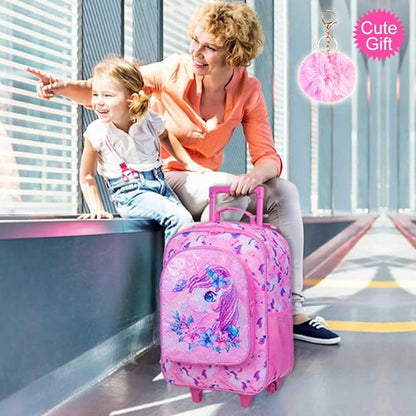 UFNDC Kids Luggage for Girls, Unicorn Suitcase Rolling with Wheels，Travel Carry on for Children Toddler elementary