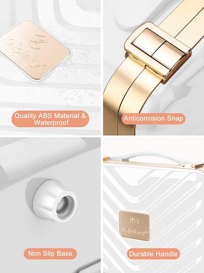 Kalolary Travel Makeup Train Cases with Lighted Mirror 3 Color Setting, Makeup Bag Cosmetic Case Organizer Adjustable Brightness Portable Makeup Storage Box For Makeup Brushes Accessories Tools,White