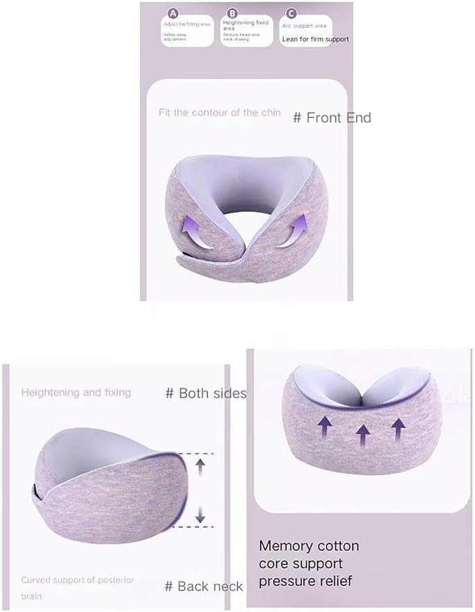 Travel U-Shaped Airplane Pillow,Kids Memory Foam Travel Neck Pillow, 360° Support, Foldable，Suitable for Commuting, Flying, Working, and Living at Home (Light Gray)