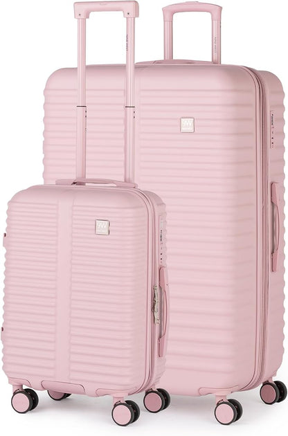 Nine West Suvi 2 Piece Luggage Set for Cruise & Extended Trips, 32" Large Expandable Suitcase & 20" Smart Carry On with USB Port, Hardshell Spinners Muted Lilac