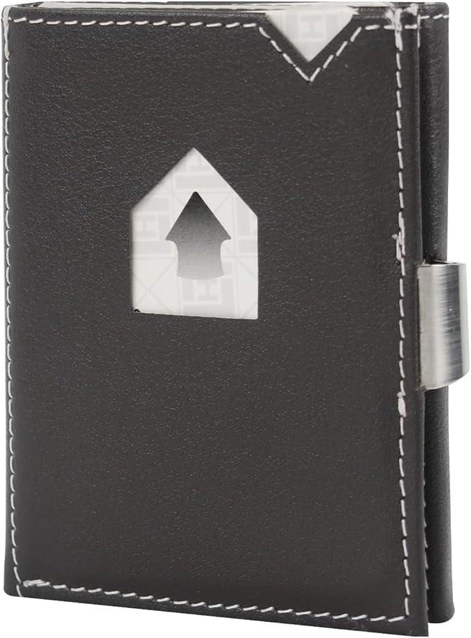 Men's Wallet, Genuine Leather RFID Blocking Slim Money Clip Wallet Minimalist Front Pocket Tri-Fold Money Clip Credit Card Holder with Present Box Black Brown