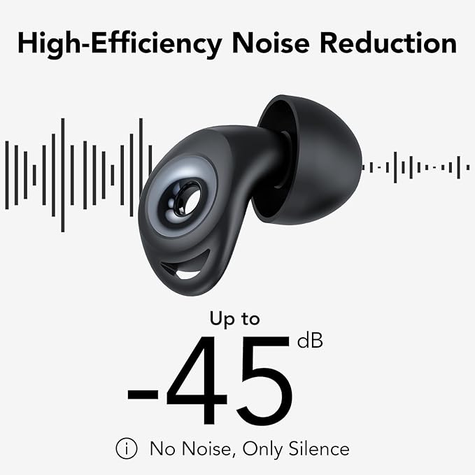 Ear plugs for Sleeping,Noise Cancelling Silicone Earplugs,45 dB,Soft and Reusable,Hearing Protection with 8 Earpieces in 4 Sizes(XS/S/M/L),Carrying bag,for Sleeping,Concert,Working,Studying,Travelling