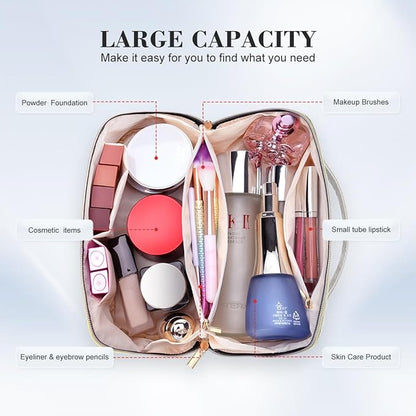 Personalized Initial Makeup Bag,Christmas Gifts for Girl,Preppy Bag Cosmetic Travel Bag Women,Travel Toiletry Organizer,Large Capacity Corduroy Stuff Bag,Cute Cosmetic Pouch Skincare Bag-LEO