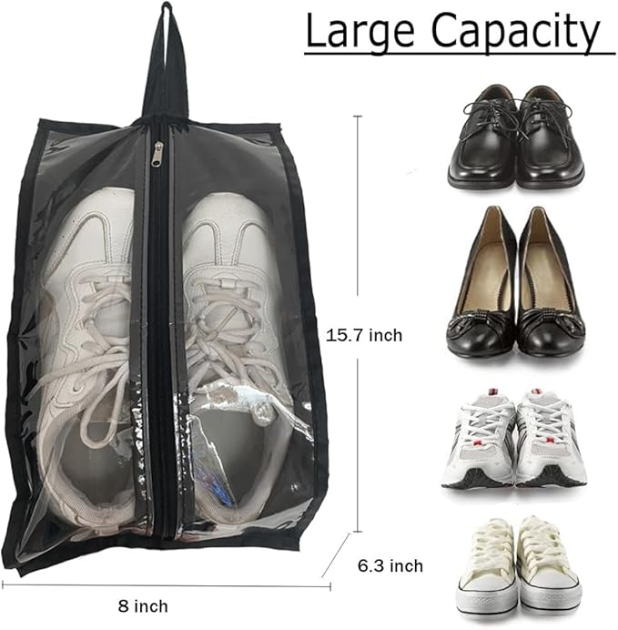 Shoe Bags for Travel 6 Pack Large Multi-color Shoe Pouch for Men Women Waterproof Translucent Portable Shoe Organizer bag with Sturdy Zipper and Handle
