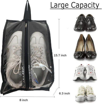 Shoe Bags for Travel 6 Pack Large Multi-color Shoe Pouch for Men Women Waterproof Translucent Portable Shoe Organizer bag with Sturdy Zipper and Handle