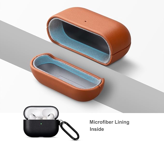 Lopie Leather Case for AirPods Pro 2, Handmade for AirPods Pro 2nd Generation Leather Case with Keychain & Cleaner Kit, Protective Hard Shell Cover, Fully-Wrapped with Top Grain Leather - Black