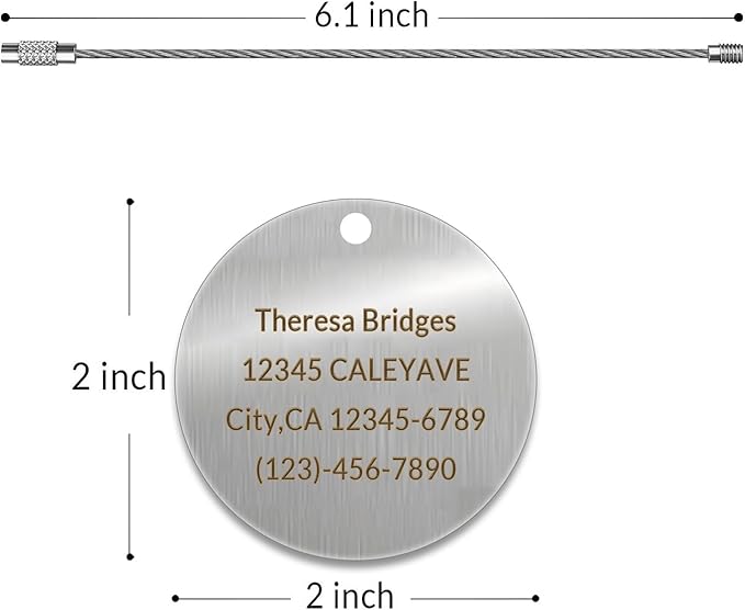 (5pcs) Made in USA Personalized Engraved Luggage tag-Custom Luggage Metal Tags for Unique Suitcase & Backpack Travel, Durable, Waterproof & Heavy Duty (Round)