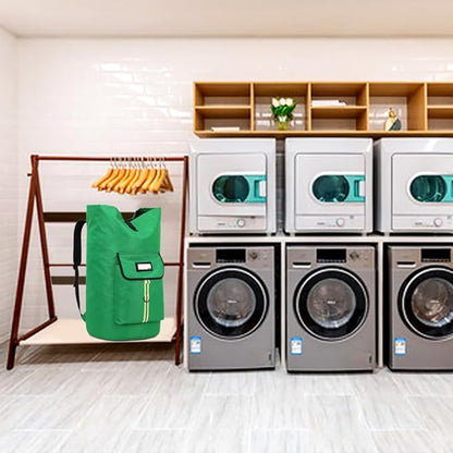 Extra-Large Heavy Duty Laundry Bag Backpack - Drawstring Closure (Grass Green)