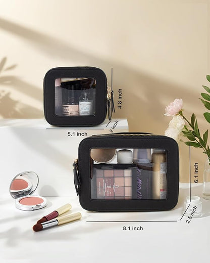 Clear Makeup Bag Set, Travel Makeup Case Clear Cosmetic Travel Bag Small Makeup Organizer Mini Make Up Pouch for Purse Waterproof Toiletry Bag Portable Car Essentials Car Organizer