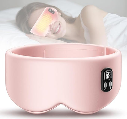 Heated Eye Mask - Cordless Eye Mask for Dry Eyes, Eye Relief, Improved Sleep, Timed Shutdown, 4 Temperature, Washable Eye Heating Pad for Travel, Removable for Cleaning - Rose Pink