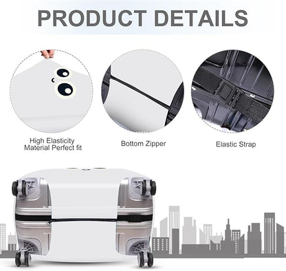 ANNA QUEEN Cute Smiley Face Luggage Cover, White Cartoon Suitcase Protector with Big Eyes Design, Stretchable, Washable Travel Cover for 32-34 Inch Luggage