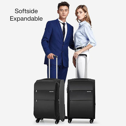 Hanke 24 Inch Expandable Luggage Large Suitcases with Wheels Softside Checked Luggage Rolling Suitcase with Lock Lightweight Travel Luggage for Men and Women 24 Inch Luggage.(Coffee)