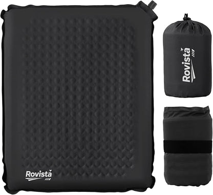 Larger Self-Inflating Airplane Seat Cushion for Long Flights – Portable Travel Cushion Airplane Seat - Memory Foam Travel Seat Cushion Providing Pressure Relief (Black)