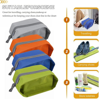 Tumecos 4 Pack Large Waterproof Portable Travel Organizer Toiletry Dopp Kit, Space Saving Shoe Bag Pouch