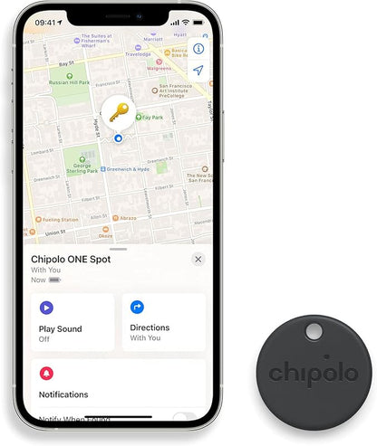 Chipolo ONE Spot - Key Finder, Bluetooth Tracker for Keys, Bag - Works with The Apple Find My app (only for iOS) (Almost Black)