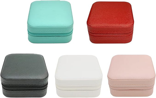 Mini Jewelry Case, Small Travel Jewelry Organizer, Portable Jewelry Box Mini Storage Organizer Display Box For Rings Earrings Necklaces (5Color-5pcs)