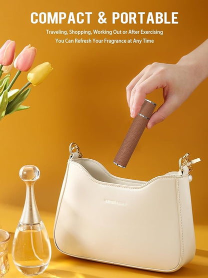 10ML Genuine Leather Atomizer Sprayer for Perfume - Portable Mini Cologne Sprayer for Woman Man - Perfume Travel Refillable Bottle,Travel Essential Fragrance Spray Bottle (Brown)