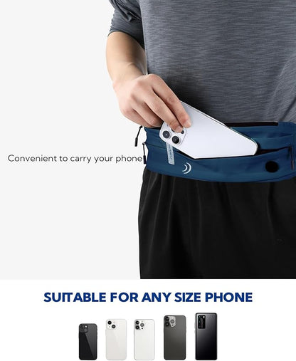 WATERFLY Running Belt Fanny Pack: Runner Marathon Jogging Waist Pack Sport Workout Exercise Fitness Phone Holder Belt for Men Women Jogger Slim Waistband