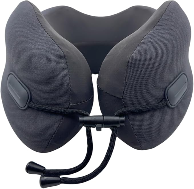 Ultra-Soft Travel Neck Pillow, Ergonomic Design with Contoured Shape, Breathable Fabric,Internal Structure，Travel Blanket Airplane Compact with Bag，Airplane Essentials (Basque Black)
