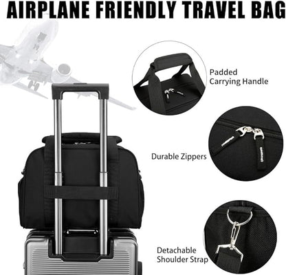 SeaRock 14 inch Small Gym Bag for Women & Men - Mini Duffle Bag Weekender & Overnight with Shoe Compartment Travel, Sports, Workout, Black