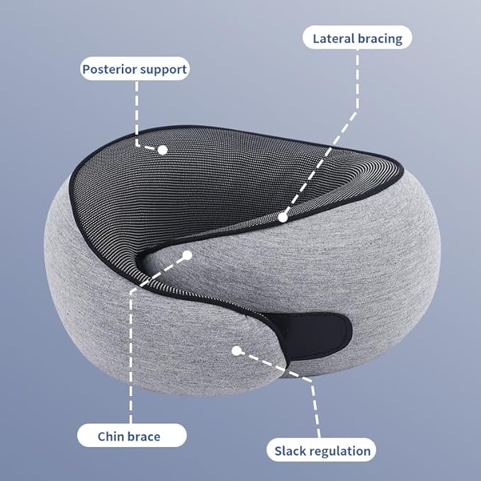 Neck Travel Pillow,360° Memory Foam Neck Pillow,Portable and Storable Pillows, Comfortable Breathable Ergonomic Design for Travel, Car Rides, Home and Offices Use (Dark Gray)