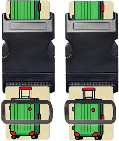 Nuxovilar Luggage Straps of 2 Set Sunglasses Airplane Suitcase Pattern, 1.96x90.5 inches - Luggage Straps for Suitcases, Perfect for Travel, Business Trips, Vacation