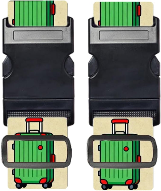 Nuxovilar Luggage Straps of 2 Set Sunglasses Airplane Suitcase Pattern, 1.96x90.5 inches - Luggage Straps for Suitcases, Perfect for Travel, Business Trips, Vacation