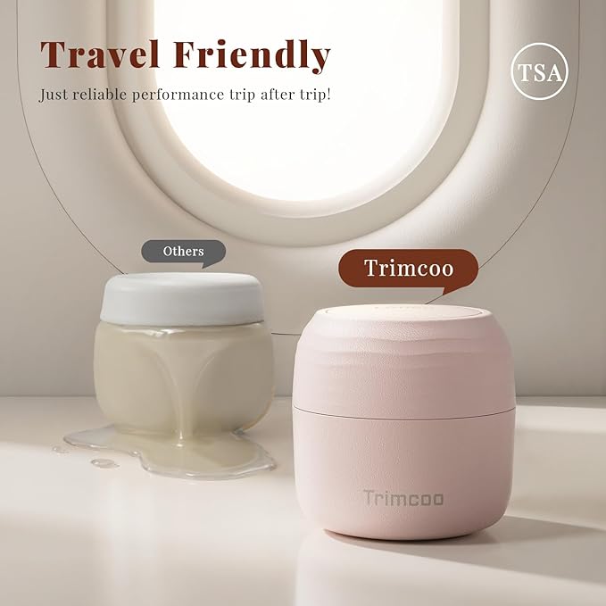 New Travel Toiletry Containers [Ultra Leakproof] TSA-Approved, PLA Hard Shell Jars with 5 Magnetic Labels, Wide Mouth Bottles for Lotion, Cleanser, Shampoo, Conditioner, Pink, 3 Pack, 1OZ