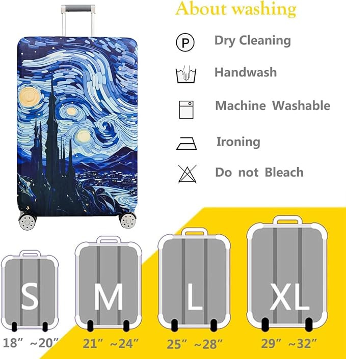 fancyfree Luggage Cover Washable Suitcase Protector Anti-scratch Suitcase cover (Blue Starry Sky, XL(29"-32" luggage))