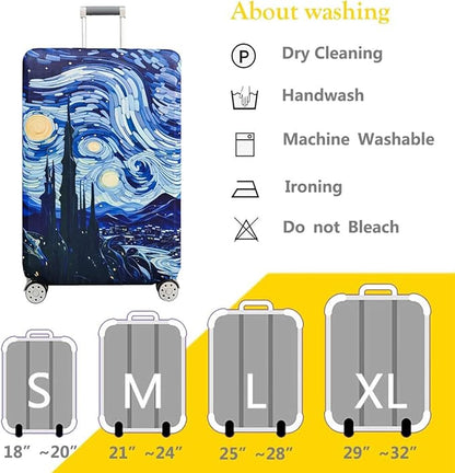 fancyfree Luggage Cover Washable Suitcase Protector Anti-scratch Suitcase cover (Blue Starry Sky, XL(29"-32" luggage))