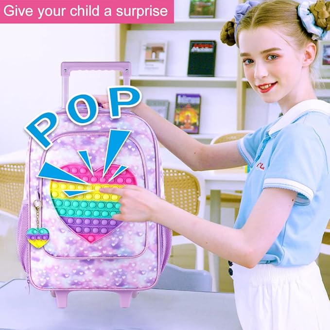 Kids Suitcase with Wheels for Girls and Boys, Rolling Carry on Luggage for Toddler Children