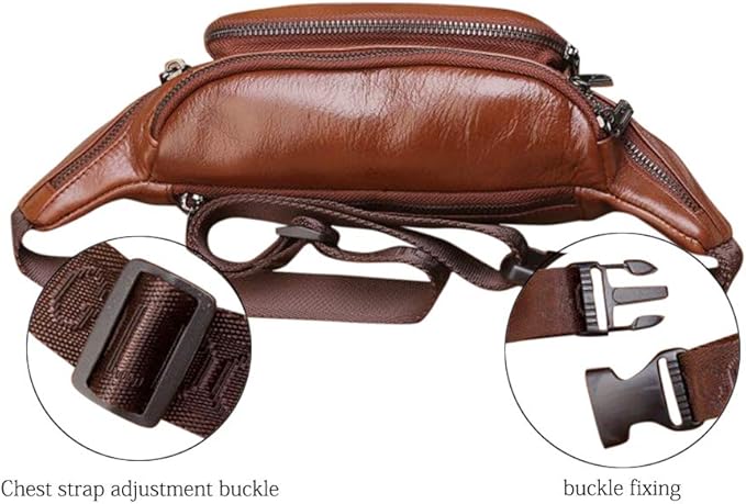 Leather Fanny Pack Mens Genuine Leather Waist Bag Sport Travel Hiking