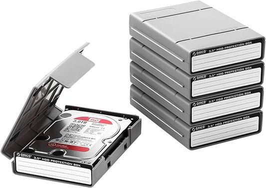 ORICO 3.5 Inch Hard Drive Case Protective Box with Anti-Static,Shockproof and Dustproof Function, Storage Case for HDD External Hard Drive Case,Gray,5 Pack-PHP35