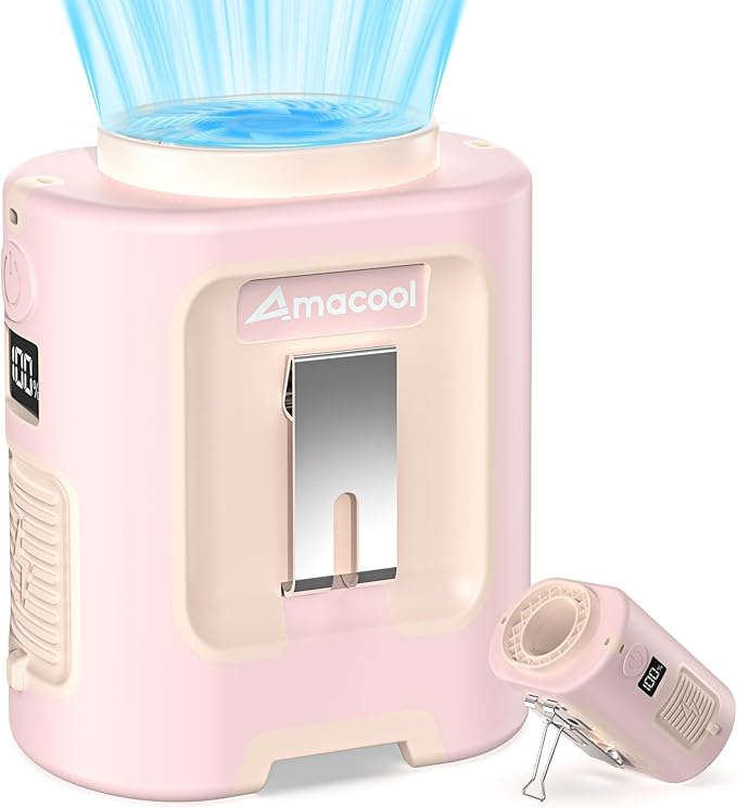 AMACOOL Mini Portable Waist Fan Clip on, 13000RPM 4-Speeds Personal Neck Fans, Up to 24H Battery Life, Rechargeable Wearable Shirt Belt Fan for Outdoor Work Jobsite Travel Camping, Gifts for Men